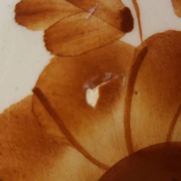 ceramiean Lahuerta Spain Handmade Vase Off-white with Brown Floral pattern - Picture 8 of 9